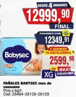 Maxiconsumo Babysec pañales mes de consumo oferta