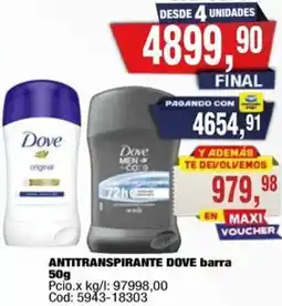 Maxiconsumo Dove antitranspirante barra oferta