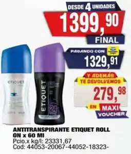 Maxiconsumo Etiquet roll on antitranspirante oferta