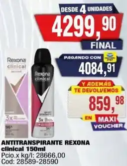 Maxiconsumo Rexona antitranspirante clinical oferta
