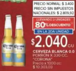 Carrefour Corona cerveza blanca 0.0 porron oferta