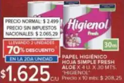 Carrefour Higienol papel higiénico aloe oferta
