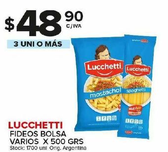 Carrefour Maxi Fideos lucchetti 500g oferta