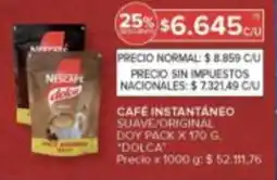 Carrefour Dolca cafe instantáneo suave/original doy pack oferta