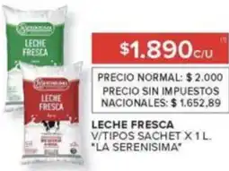 Carrefour La serenisima leche fresca v/tipos sachet oferta
