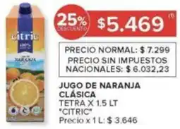 Carrefour Citric jugo de naranja clásica tetra oferta