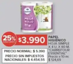 Carrefour Carrefour essential papel higienico hoja simple oferta