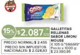 Carrefour Smams galletitas rellenas sabor limon/ mouse oferta