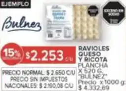 Carrefour Bulnez ravioles queso y ricota plancha oferta