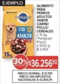Carrefour Pedigree alimento para perros adultos sabor carne pollo cereales oferta