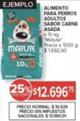 Carrefour Matute alimento para perros adultos sabor carne asada oferta