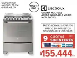 Carrefour Electrolux cocina multigas acero inoxidable vidrio oferta
