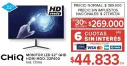Carrefour Chiq monitor led 32" oferta