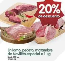Supermercados Buenos Días En lomo, peceto, matambre de novillito especial oferta
