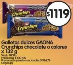 Supermercados Buenos Días Gaona galletas dulces crunchips chocolate o colores oferta