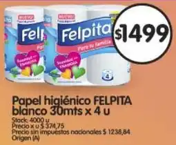 Supermercados Buenos Días Felpita papel higiénico blanco oferta