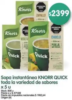 Supermercados Buenos Días Knorr quick sopa instantánea toda la variedad de sabores oferta