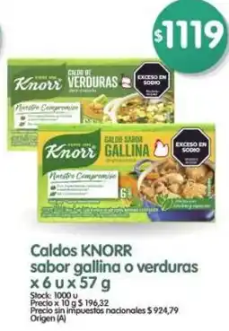 Supermercados Buenos Días Knorr caldos sabor gallina o verduras oferta