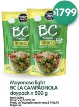 Supermercados Buenos Días Bc la campagnola mayonesa light doypack oferta