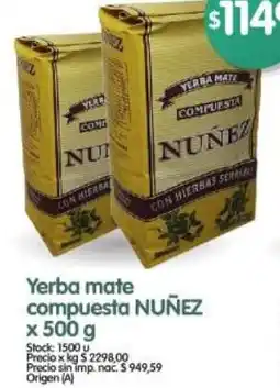 Supermercados Buenos Días Nuñez yerba mate compuesta oferta