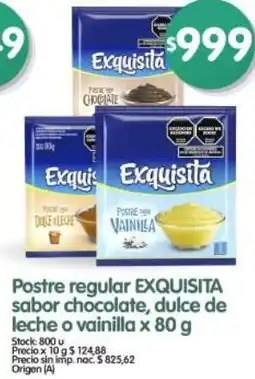 Supermercados Buenos Días Exquisita postre regular sabor chocolate, dulce de leche o vainilla oferta