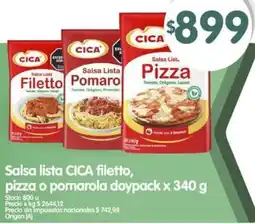 Supermercados Buenos Días Cica salsa lista filetto, pizza o pomarola doypack oferta