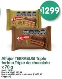 Supermercados Buenos Días Terrabusi alfajor triple torta o triple de chocolate oferta