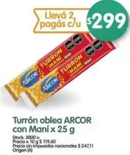 Supermercados Buenos Días Arcor turrón oblea con maní oferta