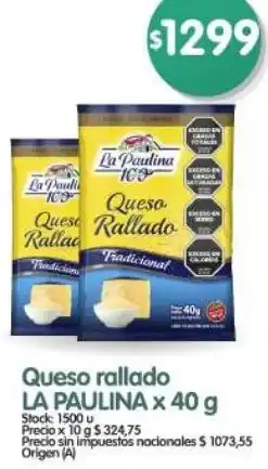 Supermercados Buenos Días La paulina queso rallado oferta