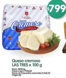 Supermercados Buenos Días Las tres queso cremoso oferta