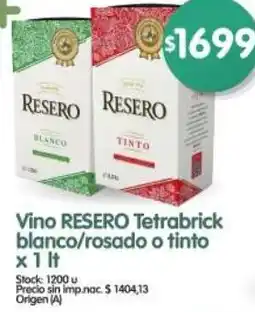 Supermercados Buenos Días Resero vino tetrabrick blanco/rosado o tinto oferta