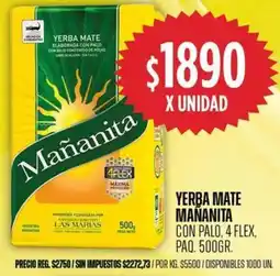 Supermercados Vea Mañanita yerba mate con palo, 4 flex, paq. oferta