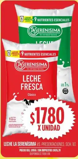 Supermercados Vea La serenísima leche vs. presentaciones, sch. oferta