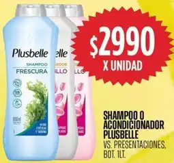 Supermercados Vea Plusbelle shampoo o acondicionador vs. presentaciones, bot. oferta