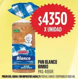 Supermercados Vea Bimbo pan blanco paq. oferta