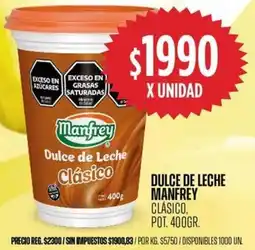 Supermercados Vea Manfrey dulce de leche clásico, pot. oferta