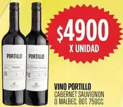 Supermercados Vea Portillo vino cabernet sauvignon o malbec, bot. oferta