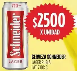 Supermercados Vea Schneider lager cerveza rubia, lat. oferta