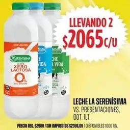 Supermercados Vea La serenísima leche vs. presentaciones, bot. oferta