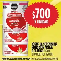 Supermercados Vea La serenísima yogur nutrición activa o clásico firme o batido, pot. oferta