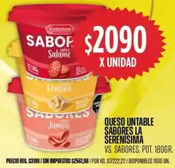 Supermercados Vea La serenisima queso untable sabores vs. sabores, pot. oferta
