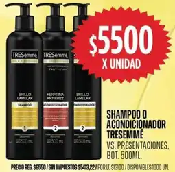 Supermercados Vea Tresemmé shampoo o acon vs. presentaciones, bot. oferta