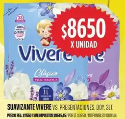 Supermercados Vea Vivere suavizante vs. presentaciones, doy. oferta