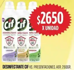 Supermercados Vea Cif desinfectante vs. presentaciones, aer. oferta
