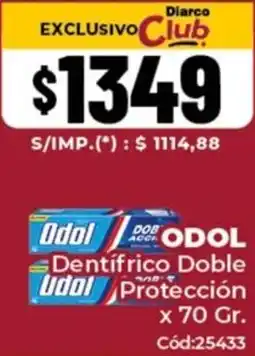 Diarco Odol dentifrico doble udol protección oferta