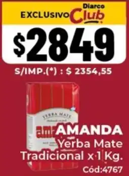 Diarco Amanda yerba mate tradicional oferta