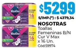 Diarco Nosotras toallas femeninas b/n cur v max oferta