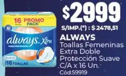 Diarco Always toallas femeninas extra doble protección suave oferta