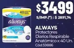 Diarco Always protectores diarios respirable anatómico oferta