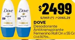Diarco Dove desodorante antitranspirante femenino roll on oferta